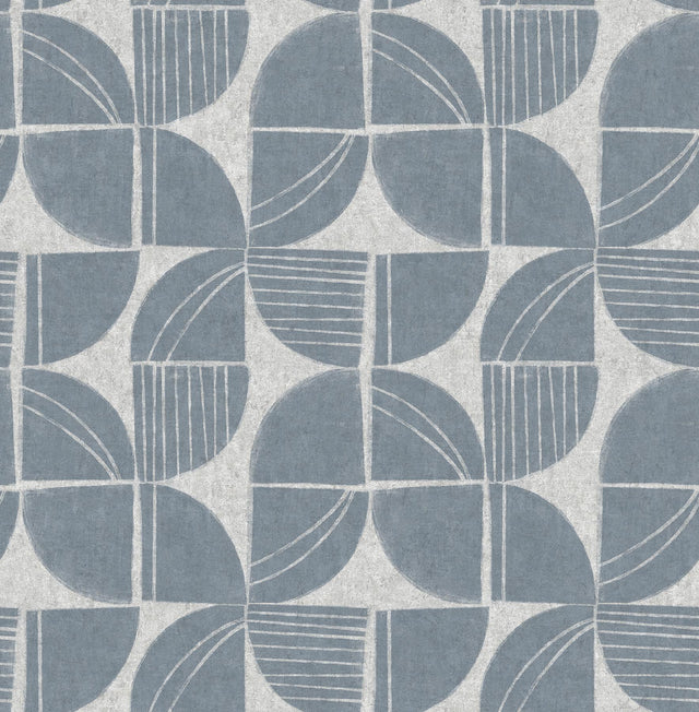A-Street Prints Baxter Denim Semicircle Mosaic Wallpaper