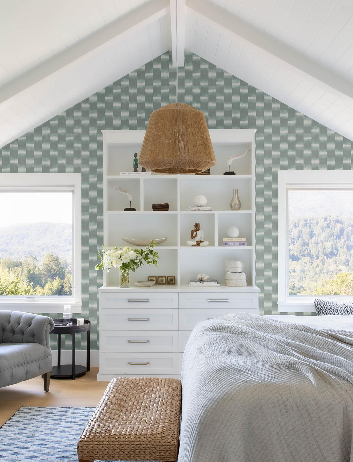 A-Street Prints Stripes Teal Wallpaper