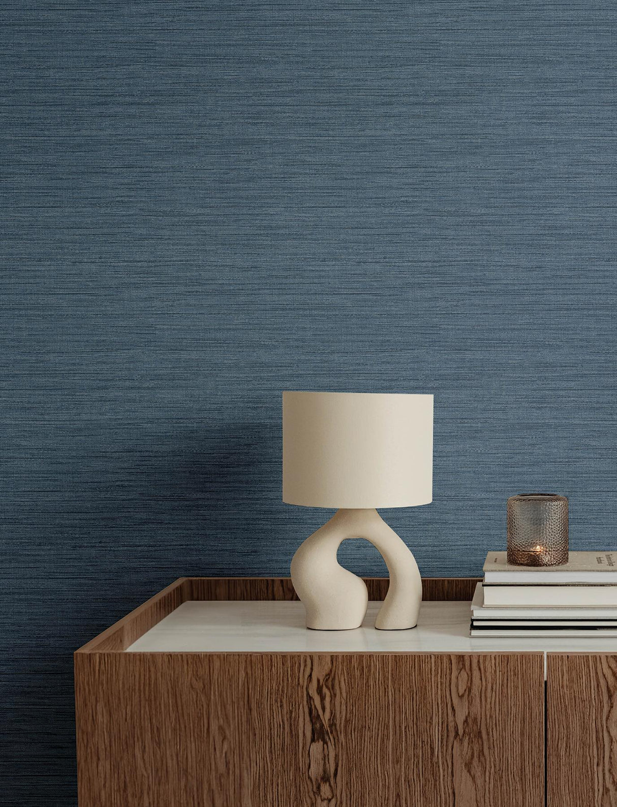 A-Street Prints Faux Grasscloth Denim Wallpaper