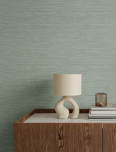 A-Street Prints Faux Grasscloth Sea Green Wallpaper