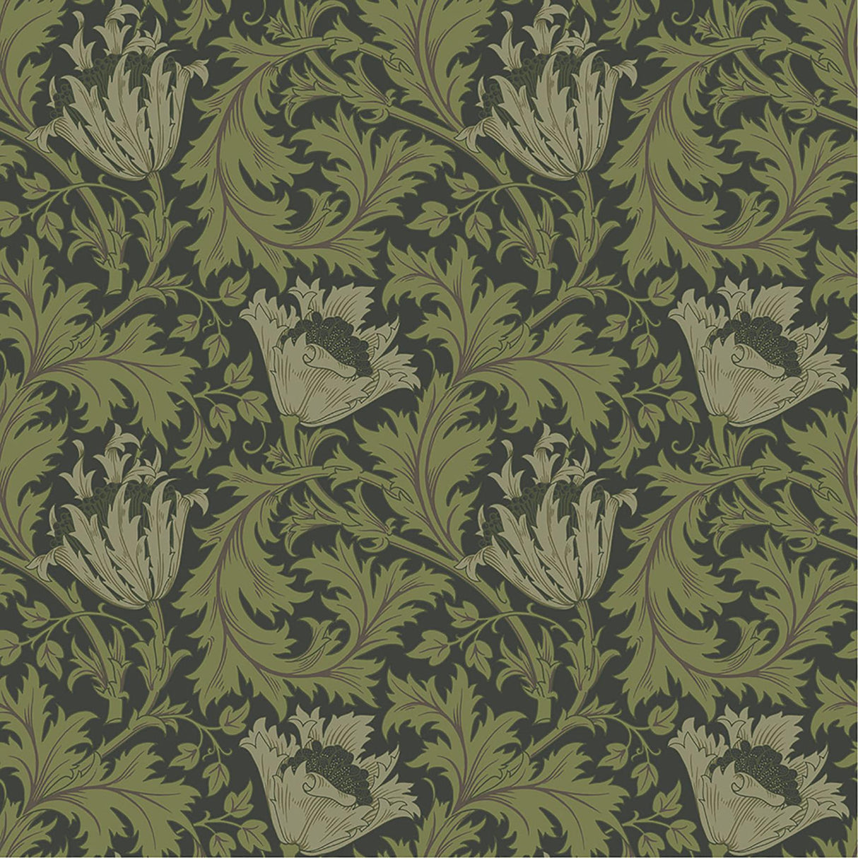 A-Street Prints Flowers Dark Green Wallpaper