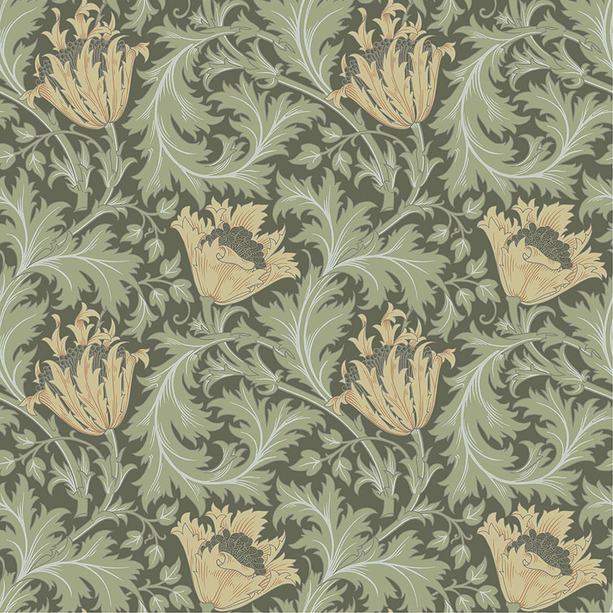 A-Street Prints Anemone Moss Floral Trail Wallpaper