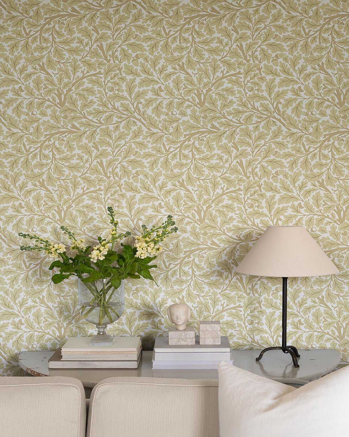 A-Street Prints Leaves Light Yellow Wallpaper
