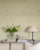 A-Street Prints Leaves Light Yellow Wallpaper