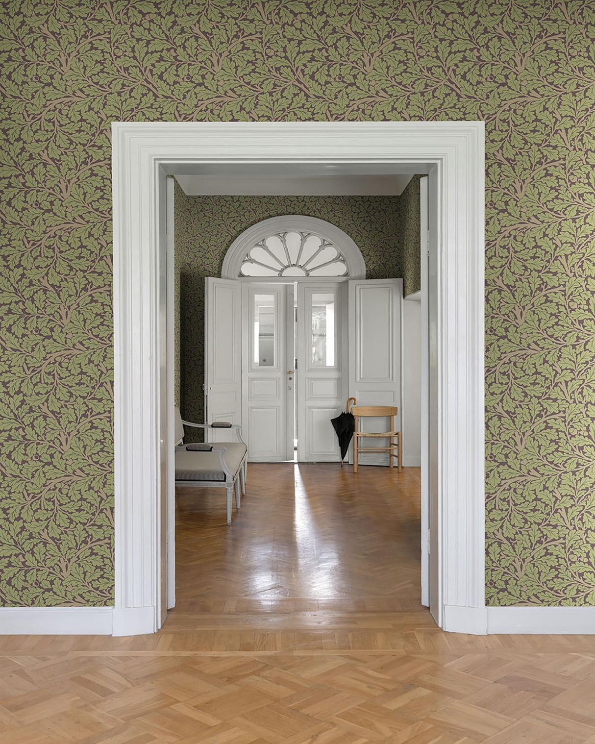 A-Street Prints Leaves Plum Wallpaper