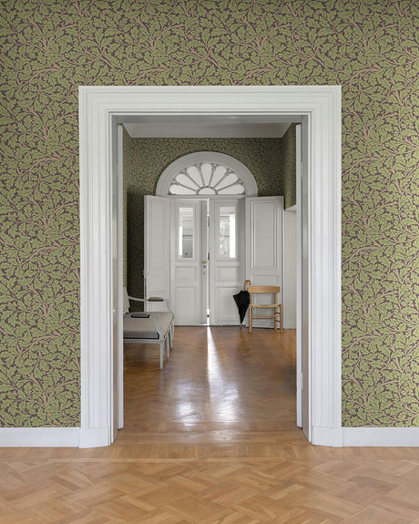 A-Street Prints Leaves Plum Wallpaper