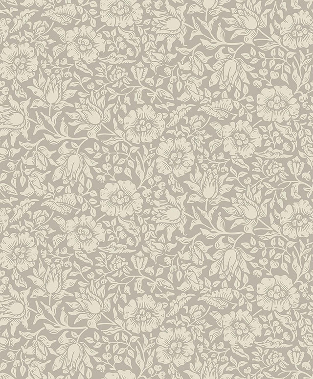 A-Street Prints Flowers Grey Wallpaper