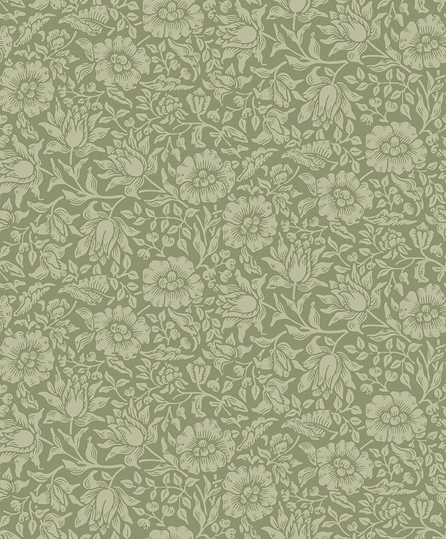 A-Street Prints Mallow Green Floral Vine Wallpaper