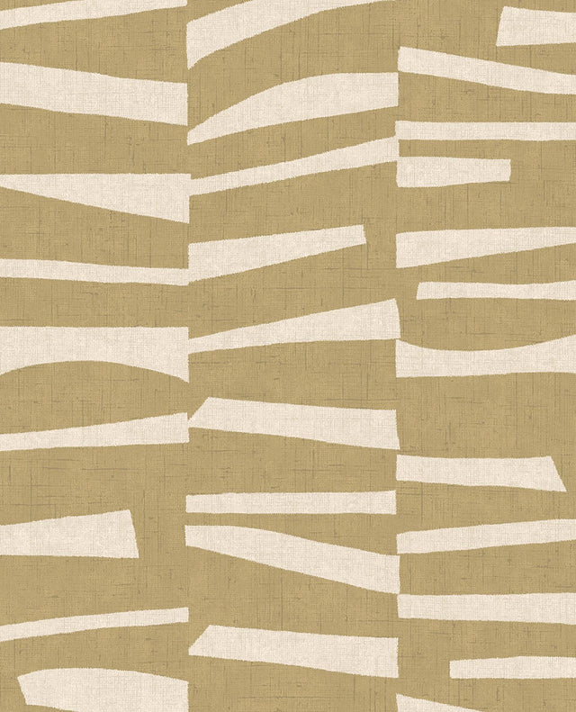 Brewster Home Fashions Ode Mustard Staggered Stripes Wallpaper