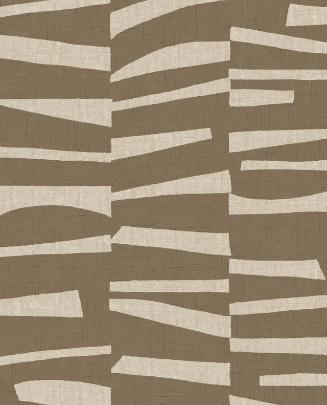 Brewster Home Fashions Ode Brown Staggered Stripes Wallpaper