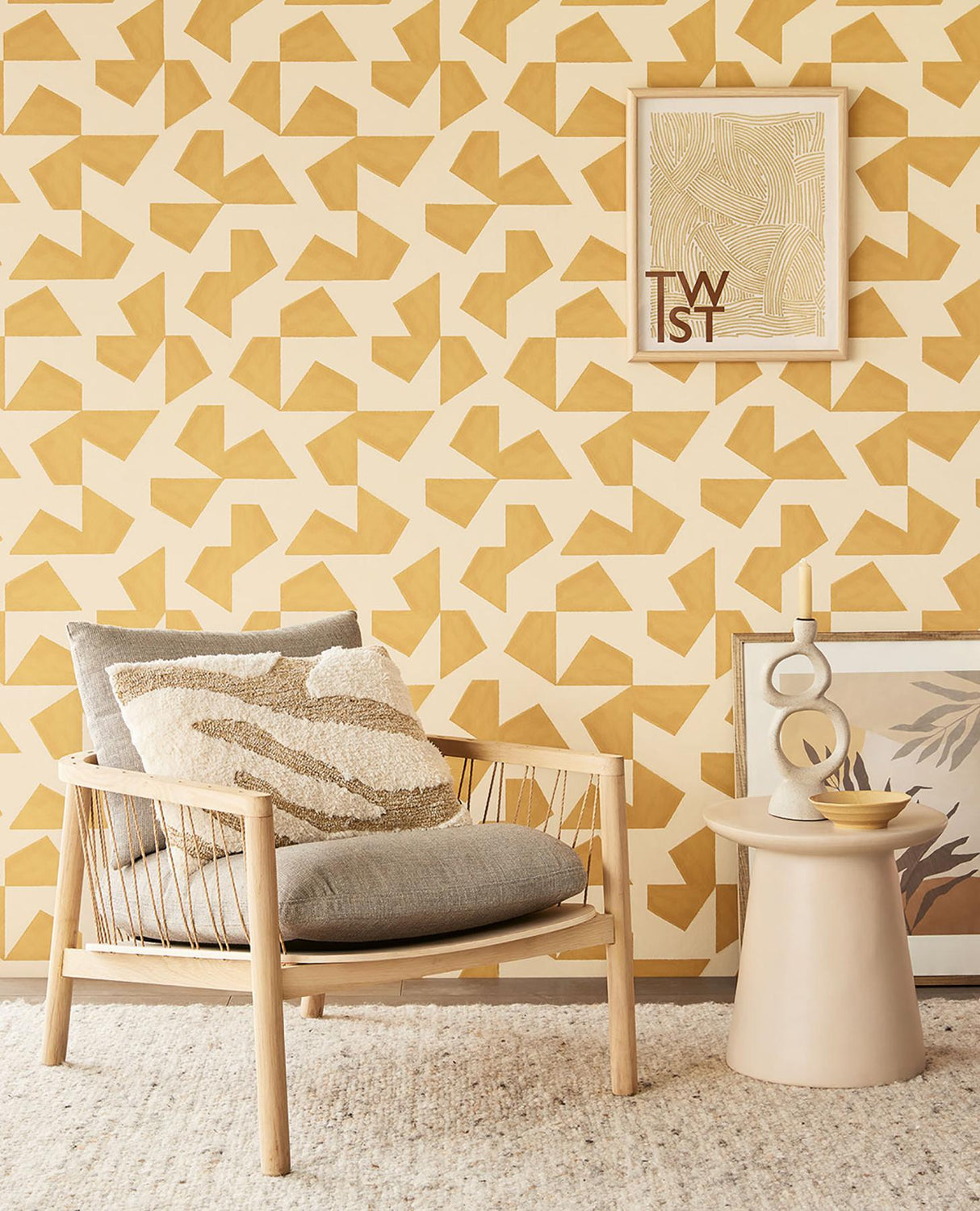Brewster Home Fashions Azad Yellow Abstract Geometric Wallpaper
