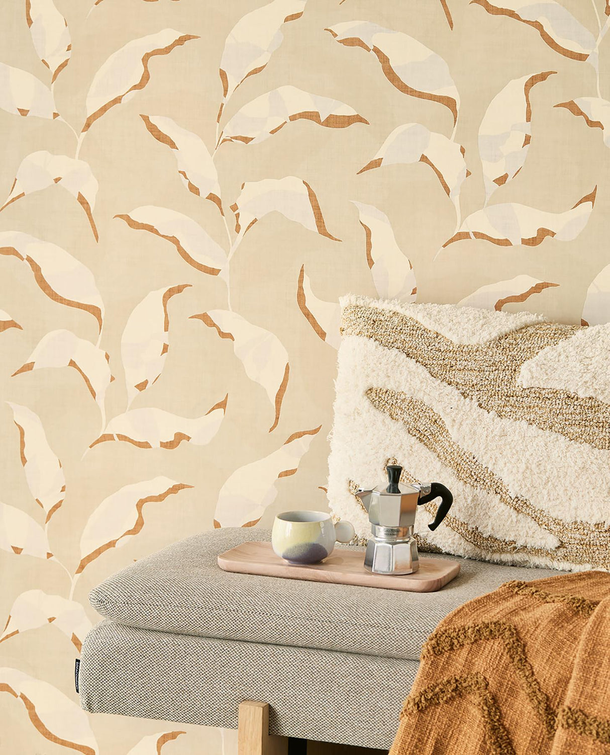 Brewster Home Fashions Callista Neutral Leaves Wallpaper