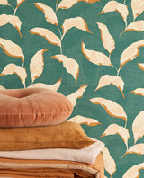 Brewster Home Fashions Callista Teal Leaves Wallpaper