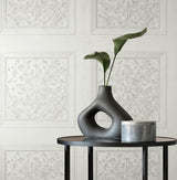 Brewster Home Fashions Albie Dove Carved Panel Wallpaper