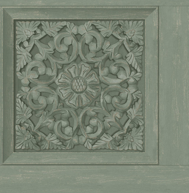 Brewster Home Fashions Albie Moss Carved Panel Wallpaper