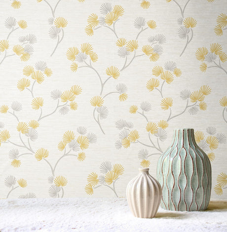 Brewster Home Fashions Kira Mustard Trail Wallpaper