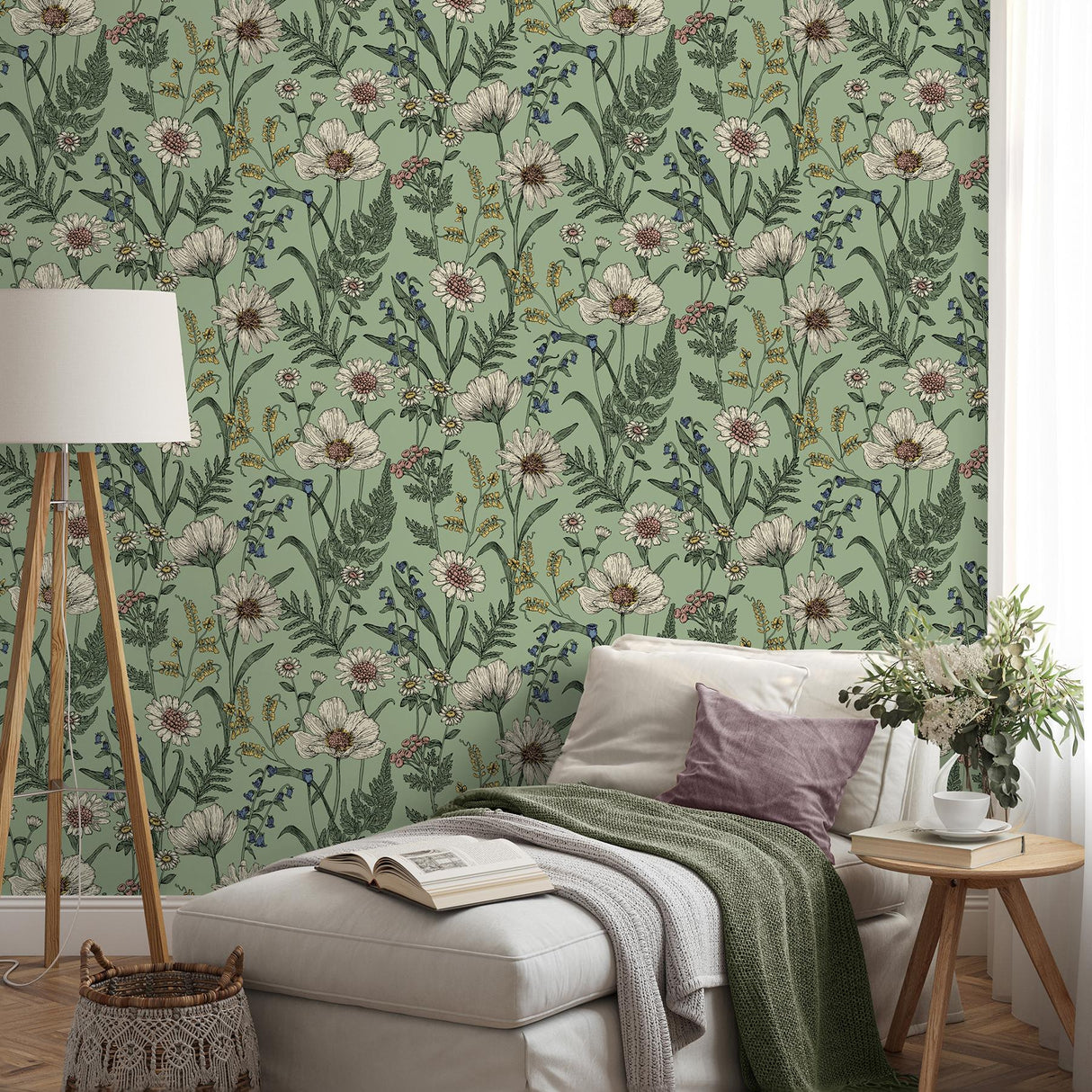 Brewster Home Fashions Arden Sage Wild Meadow Wallpaper