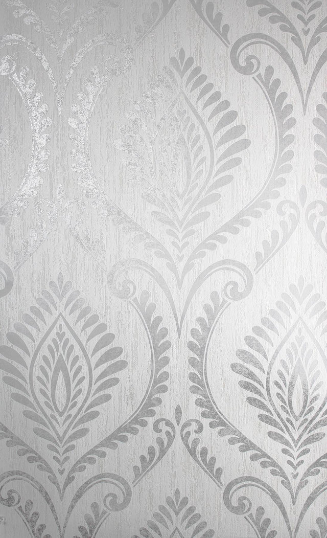 Brewster Home Fashions Estelle Grey Damask Wallpaper