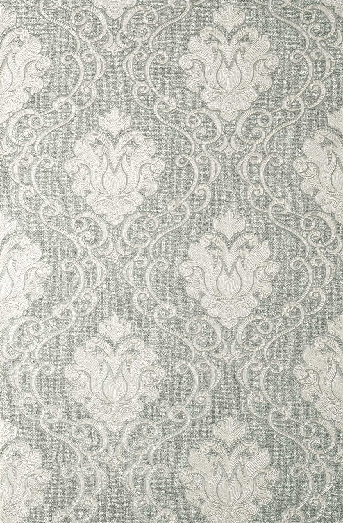 Brewster Home Fashions Florentine Grey Damask Wallpaper