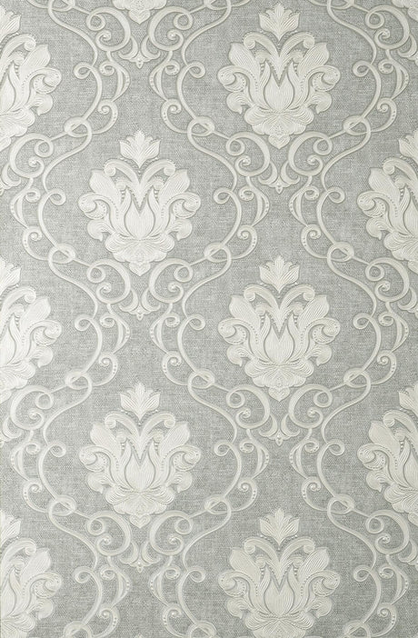 Brewster Home Fashions Florentine Grey Damask Wallpaper