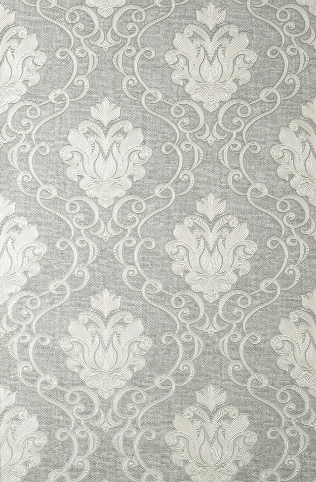 Brewster Home Fashions Florentine Grey Damask Wallpaper