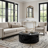 Phillips Collection Teak Chunk Round Black Coffee Table