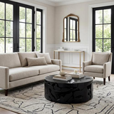 Phillips Collection Teak Chunk Round Black Coffee Table