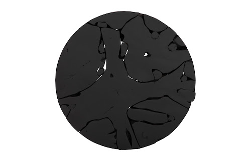 Phillips Collection Teak Chunk Round Black Coffee Table