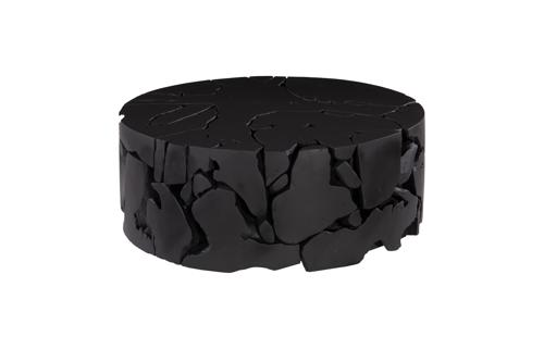 Phillips Collection Teak Chunk Round Black Coffee Table