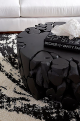 Phillips Collection Teak Chunk Round Black Coffee Table