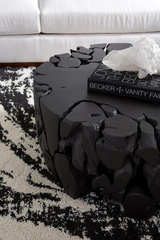 Phillips Collection Teak Chunk Round Black Coffee Table
