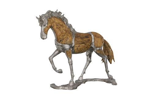 Phillips Collection Mustang Horse Woodland Sculpture On Base Walking Accent
