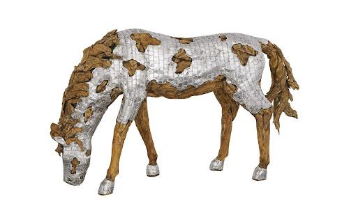 Phillips Collection Mustang Horse Armored Sculpture Grazing Accent