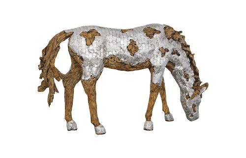 Phillips Collection Mustang Horse Armored Sculpture Grazing Accent