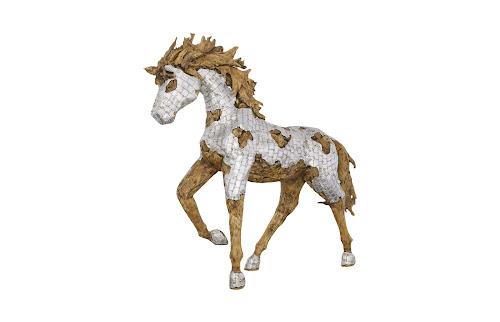 Phillips Collection Mustang Horse Armored Sculpture Galloping Accent
