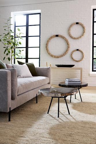 Phillips Collection Petrified Round Metal Black Base Coffee Table