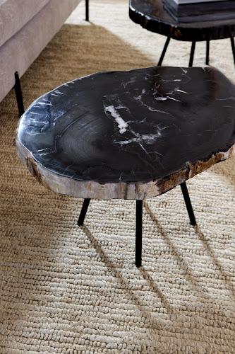 Phillips Collection Petrified Round Metal Black Base Coffee Table