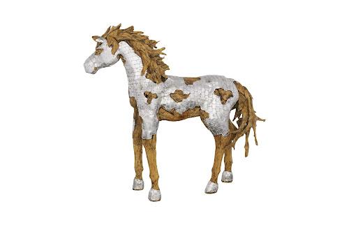 Phillips Collection Mustang Horse Armored Sculpture Walking Accent