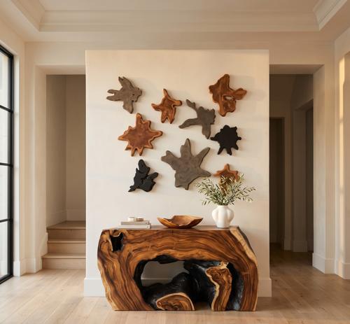 Phillips Collection Freeform Teak Wall Slice MD Natural Wall Art
