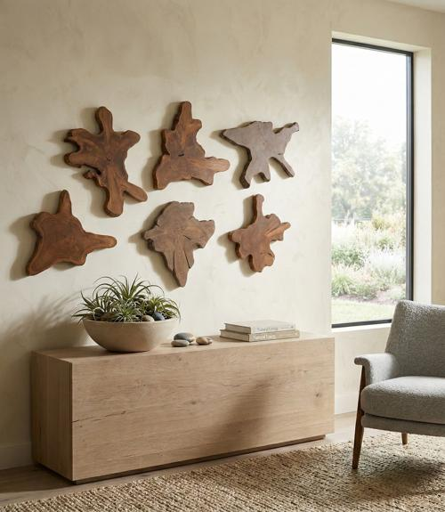 Phillips Collection Freeform Teak Wall Slice MD Natural Wall Art