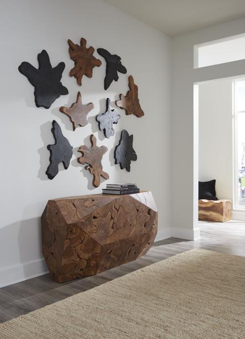 Phillips Collection Freeform Teak Wall Slice LG Natural Wall Art