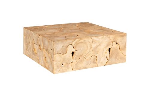 Phillips Collection Teak Slice Square Bleached Coffee Table