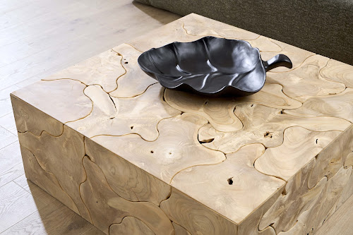 Phillips Collection Teak Slice Square Bleached Coffee Table