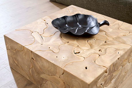 Phillips Collection Teak Slice Square Bleached Coffee Table