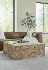 Phillips Collection Teak Slice Square Bleached Coffee Table