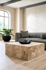 Phillips Collection Teak Slice Square Bleached Coffee Table