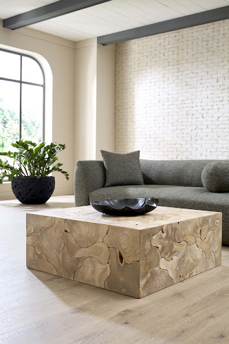 Phillips Collection Teak Slice Square Bleached Coffee Table