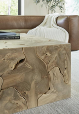 Phillips Collection Teak Slice Square Bleached Coffee Table