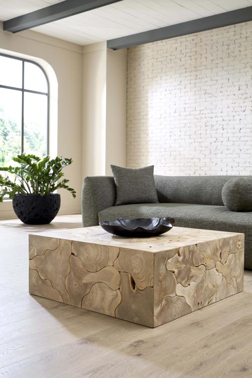Phillips Collection Teak Slice Square Bleached Coffee Table