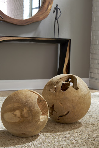 Phillips Collection Teak Wood Ball Medium Bleached Accent